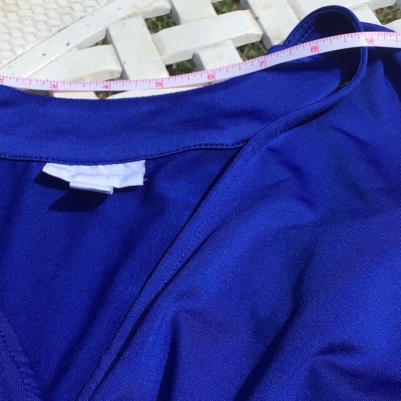 NEW YORK & COMPANY STRETCH BLUE MAXI DRESS WITH BEADED BELT FRONT - Picture 7 of 9